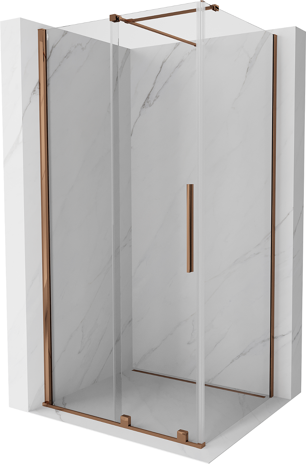 Mexen Velar kabina prysznicowa rozsuwana 90 x 70 cm, transparent, różowe złoto - 871-090-070-01-60