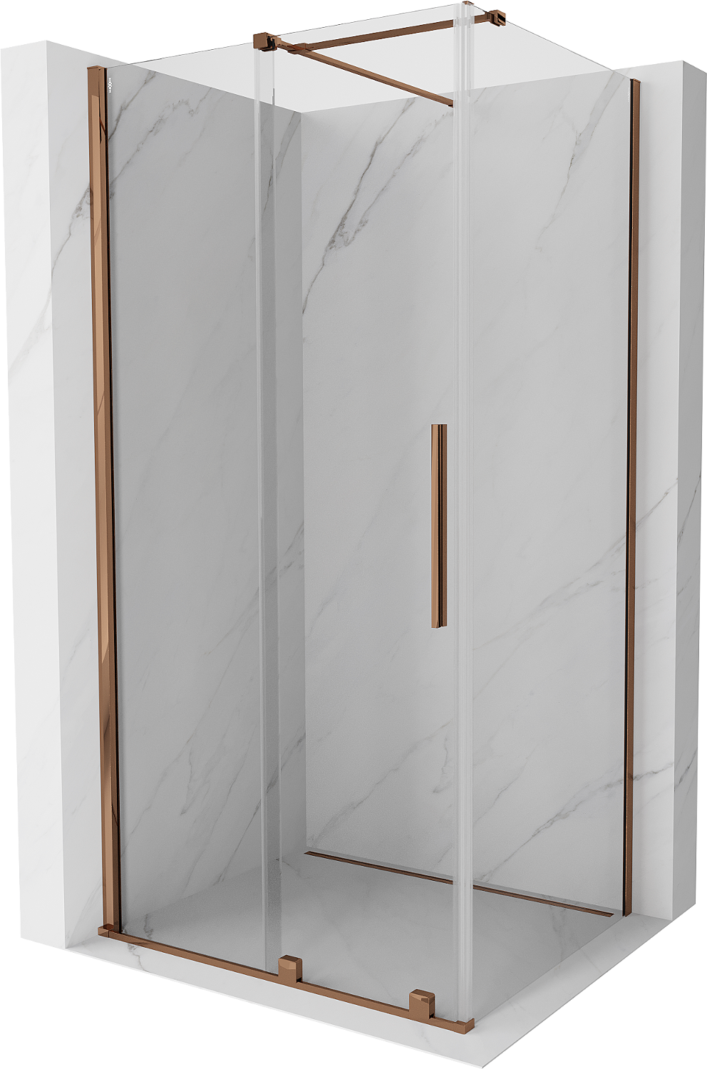 Mexen Velar kabina prysznicowa rozsuwana 90 x 75 cm, transparent, różowe złoto - 871-090-075-01-60