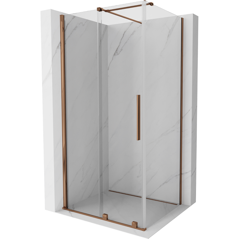 Mexen Velar kabina prysznicowa rozsuwana 90 x 120 cm, transparent, różowe złoto - 871-090-120-01-60