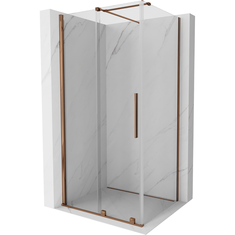 Mexen Velar kabina prysznicowa rozsuwana 100 x 70 cm, transparent, różowe złoto - 871-100-070-01-60