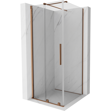 Mexen Velar kabina prysznicowa rozsuwana 120 x 120 cm, transparent, różowe złoto - 871-120-120-01-60