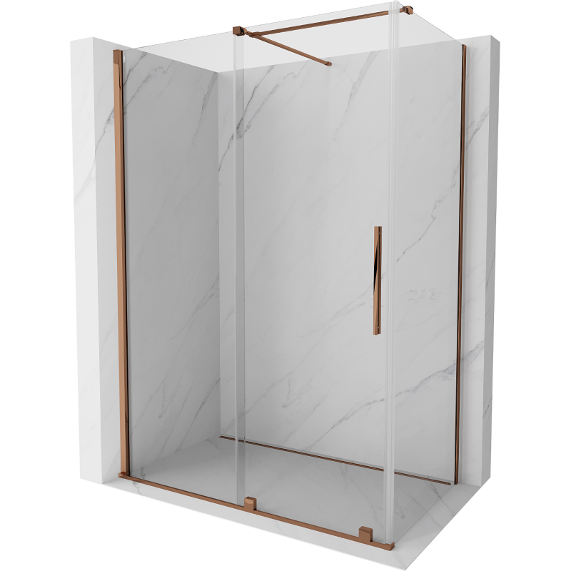 Mexen Velar kabina prysznicowa rozsuwana 130 x 75 cm, transparent, różowe złoto - 871-130-075-01-60