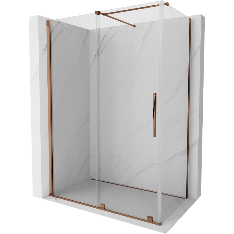 Mexen Velar kabina prysznicowa rozsuwana 140 x 75 cm, transparent, różowe złoto - 871-140-075-01-60
