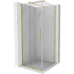 Mexen Velar kabina prysznicowa rozsuwana 100 x 100 cm, transparent, złota szczotkowana - 871-100-100-01-55