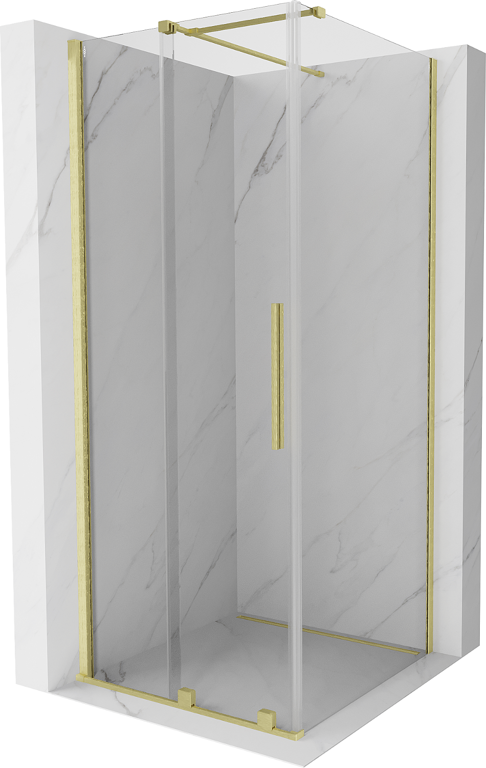 Mexen Velar kabina prysznicowa rozsuwana 100 x 100 cm, transparent, złota szczotkowana - 871-100-100-01-55