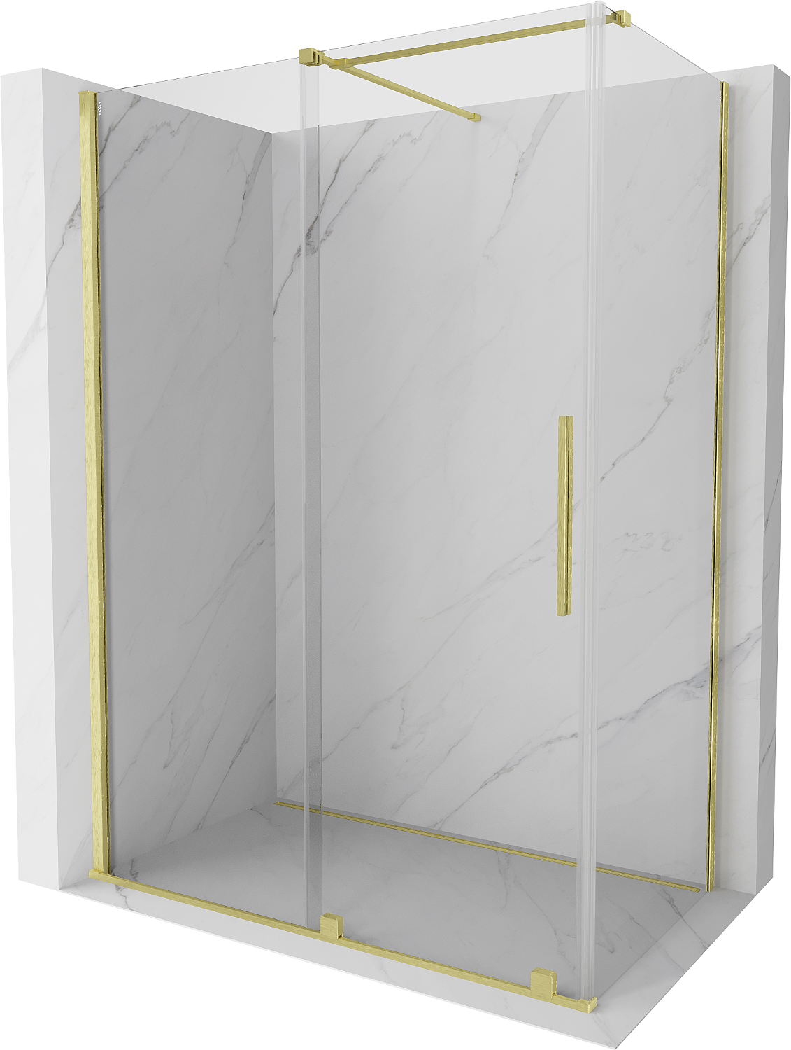 Mexen Velar kabina prysznicowa rozsuwana 150 x 75 cm, transparent, złota szczotkowana - 871-150-075-01-55