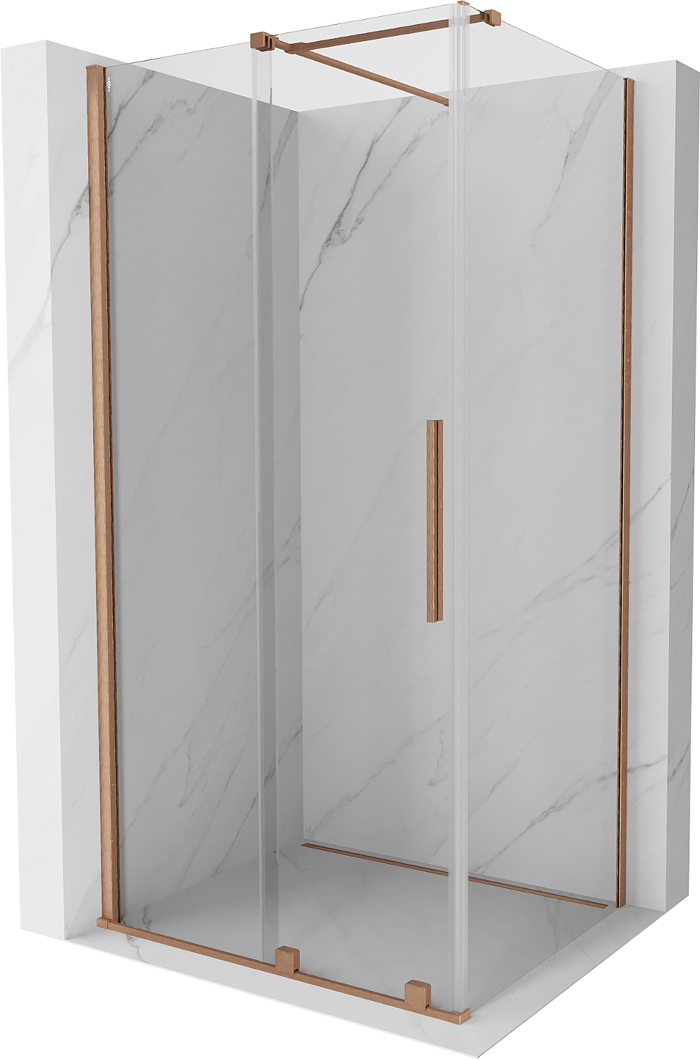 Mexen Velar kabina prysznicowa rozsuwana 90 x 85 cm, transparent, miedź szczotkowana - 871-090-085-01-65