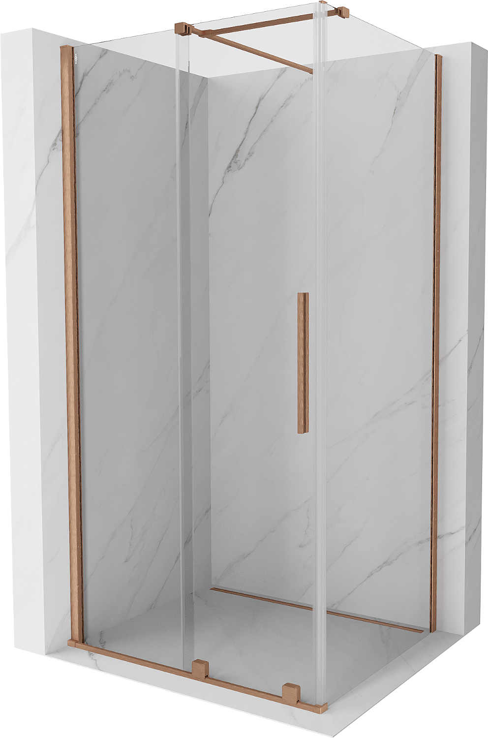 Mexen Velar kabina prysznicowa rozsuwana 90 x 100 cm, transparent, miedź szczotkowana - 871-090-100-01-65