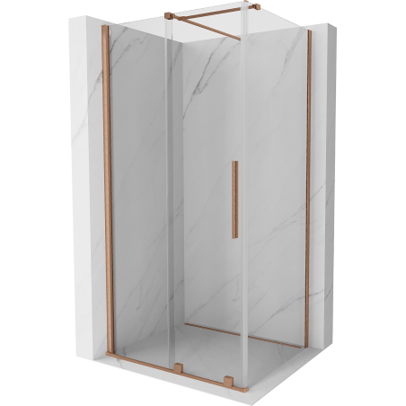 Mexen Velar kabina prysznicowa rozsuwana 100 x 70 cm, transparent, miedź szczotkowana - 871-100-070-01-65