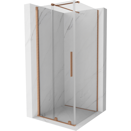 Mexen Velar kabina prysznicowa rozsuwana 90 x 90 cm, transparent, miedź szczotkowana - 871-090-090-01-65