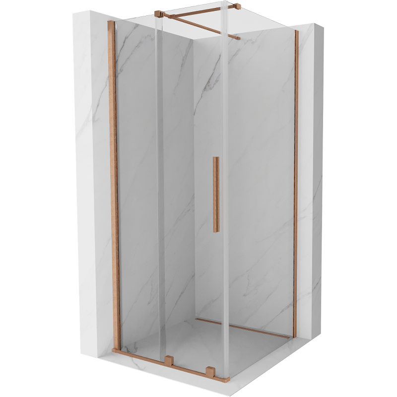 Mexen Velar kabina prysznicowa rozsuwana 100 x 100 cm, transparent, miedź szczotkowana - 871-100-100-01-65