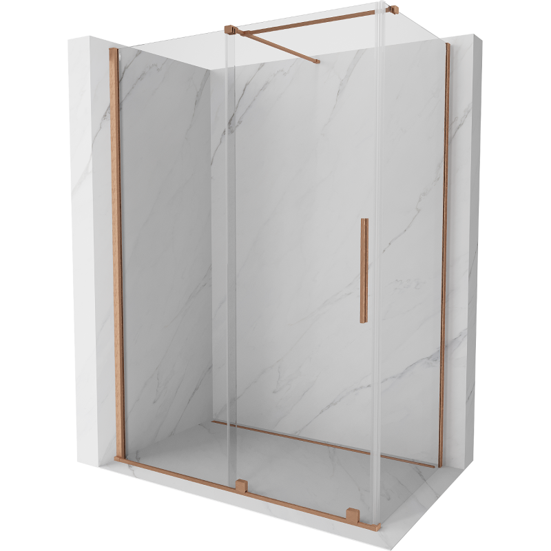 Mexen Velar kabina prysznicowa rozsuwana 150 x 70 cm, transparent, miedź szczotkowana - 871-150-070-01-65