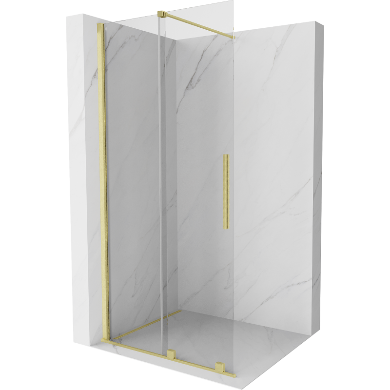 Mexen Velar ścianka prysznicowa rozsuwana Walk-in 75 x 200 cm, transparent 8 mm, złota szczotkowana - 871-075-000-03-55