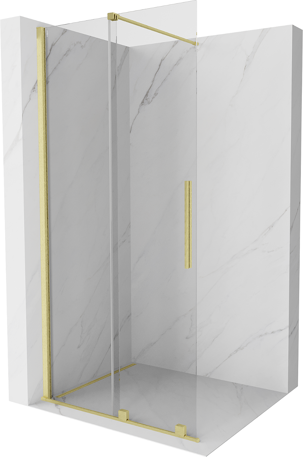 Mexen Velar ścianka prysznicowa rozsuwana Walk-in 90 x 200 cm, transparent 8 mm, złota szczotkowana - 871-090-000-03-55