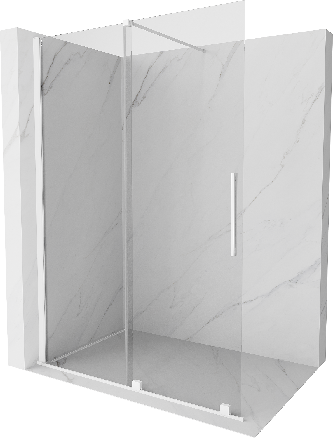 Mexen Velar ścianka prysznicowa rozsuwana Walk-in 160 x 200 cm, transparent 8 mm, biała - 871-160-000-03-20