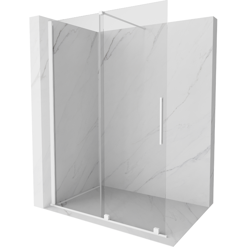 Mexen Velar ścianka prysznicowa rozsuwana Walk-in 150 x 200 cm, transparent 8 mm, biała - 871-150-000-03-20