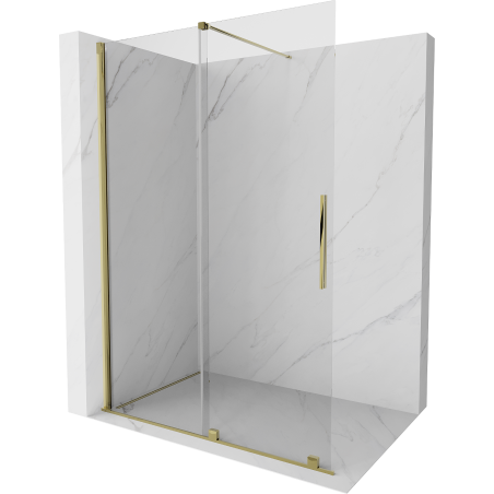 Mexen Velar ścianka prysznicowa rozsuwana Walk-in 160 x 200 cm, transparent 8 mm, złota - 871-160-000-03-50