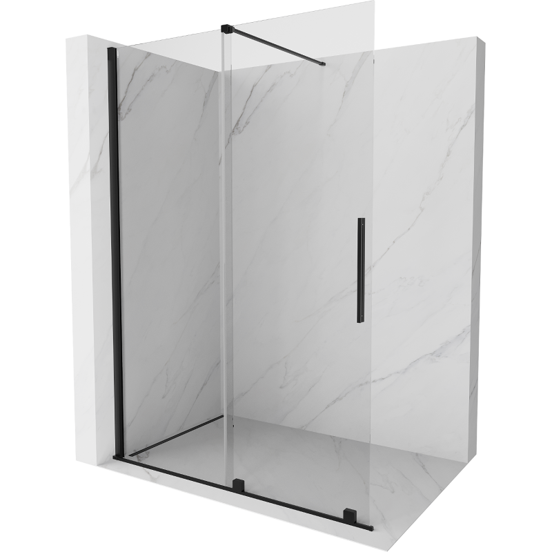 Mexen Velar ścianka prysznicowa rozsuwana Walk-in 160 x 200 cm, transparent 8 mm, czarna - 871-160-000-03-70
