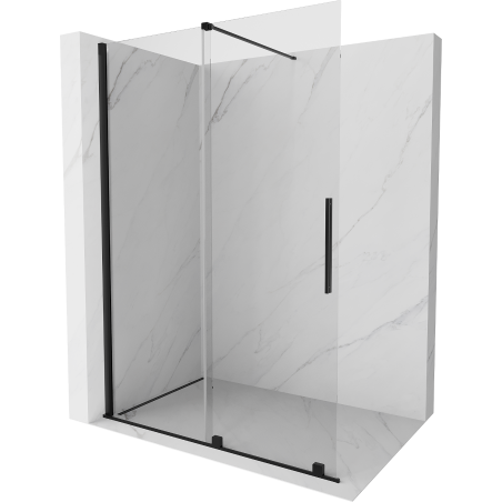 Mexen Velar ścianka prysznicowa rozsuwana Walk-in 160 x 200 cm, transparent 8 mm, czarna - 871-160-000-03-70
