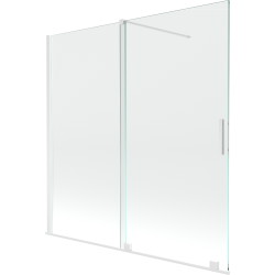 Mexen Velar parawan nawannowy 2-skrzydłowy rozsuwany 160 x 150 cm, transparent, biały - 896-160-000-01-20