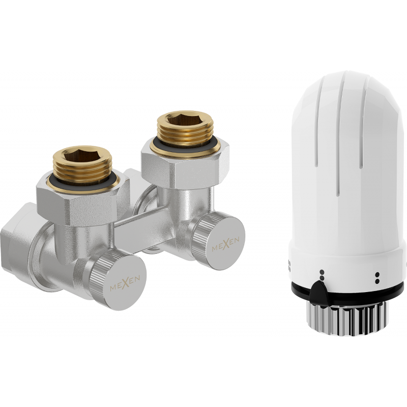 Mexen G03 zestaw termostatyczny dwururowy DN50, kątowy 1/2"x16 mm, nikiel - W911-016-938-01