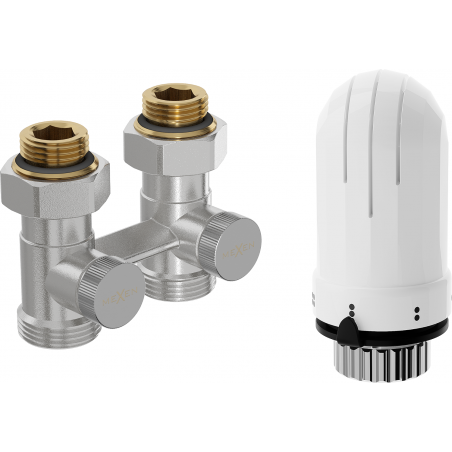 Mexen G03 zestaw termostatyczny dwururowy DN50, prosty 1/2"x3/4", nikiel - W912-012-938-01