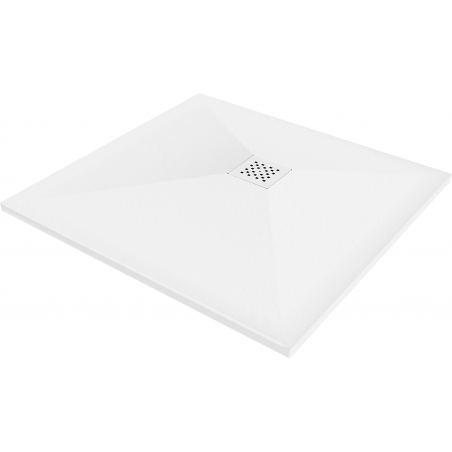 Mexen Stone+ brodzik kompozytowy kwadratowy 80 x 80 cm, biały, maskownica biała - 44108080-W