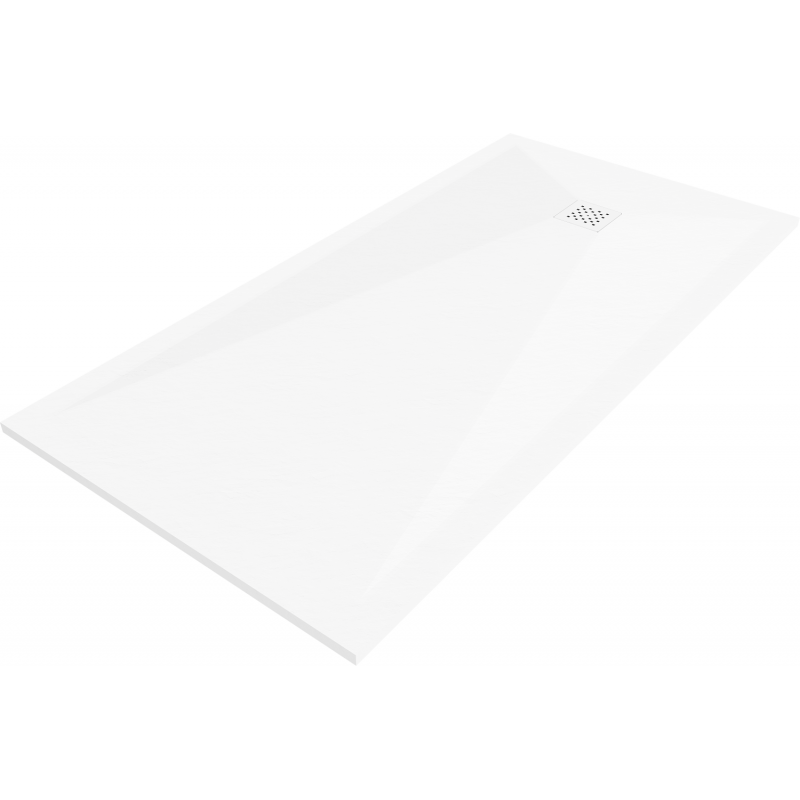 Mexen Stone+ brodzik kompozytowy prostokątny 180 x 80 cm, biały, maskownica biała - 44108018-W