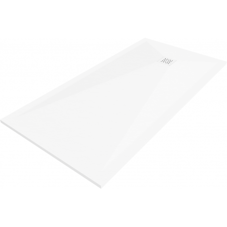 Mexen Stone+ brodzik kompozytowy prostokątny 180 x 80 cm, biały, maskownica biała - 44108018-W