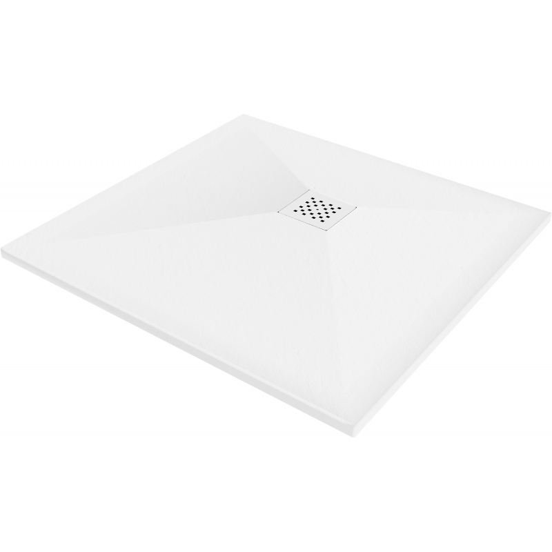 Mexen Stone+ brodzik kompozytowy kwadratowy 100 x 100 cm, biały, maskownica biała - 44101010-W