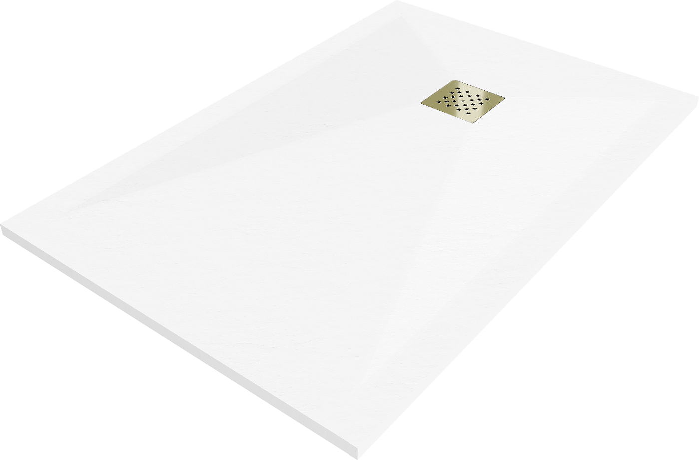Mexen Stone+ brodzik kompozytowy prostokątny 100 x 80 cm, biały, maskownica złota - 44108010-G