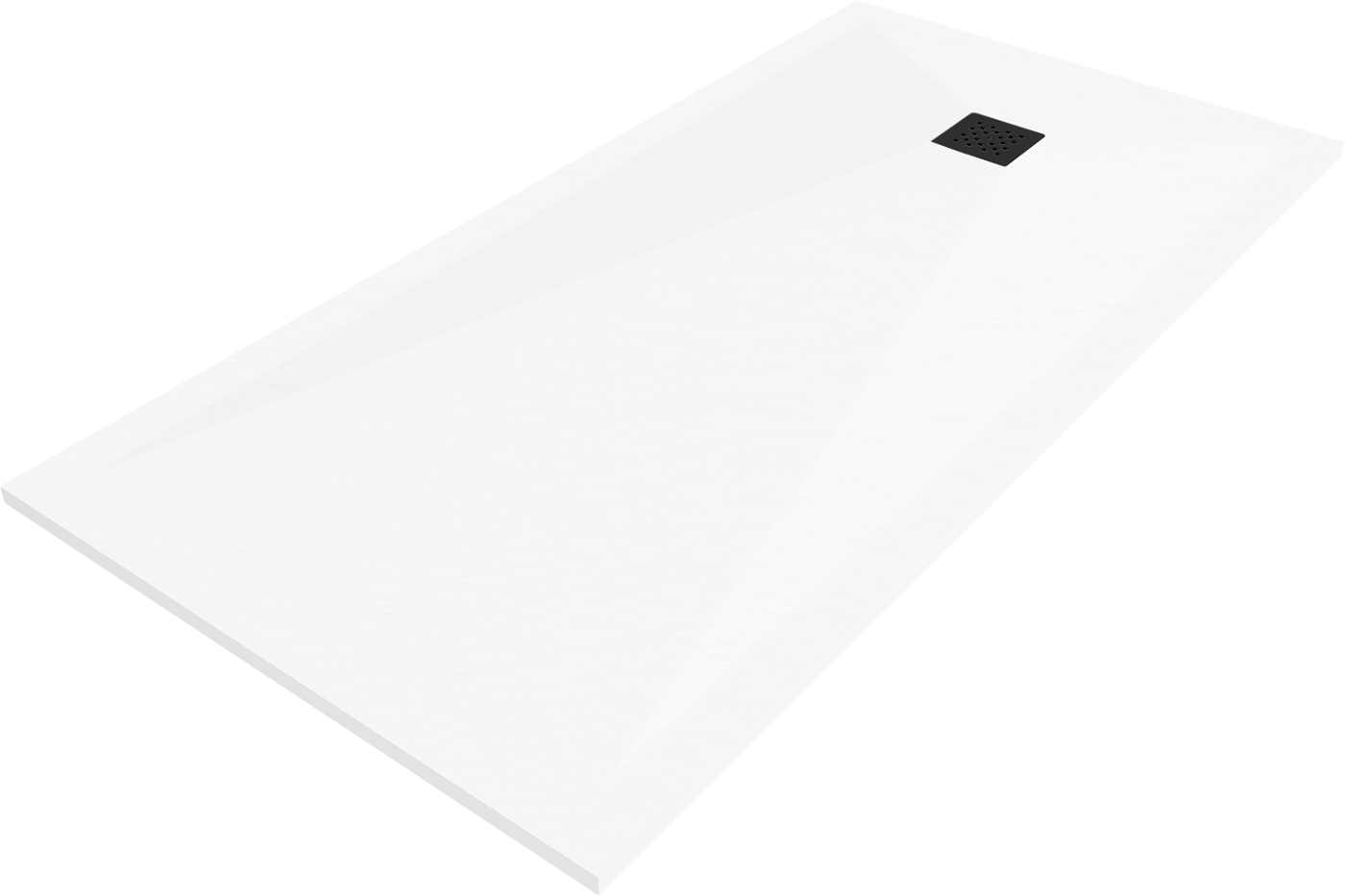 Mexen Stone+ brodzik kompozytowy prostokątny 160 x 100 cm, biały, maskownica czarna - 44101016-B