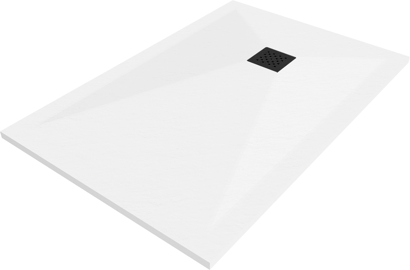 Mexen Stone+ brodzik kompozytowy prostokątny 130 x 70 cm, biały, maskownica czarna - 44107013-B