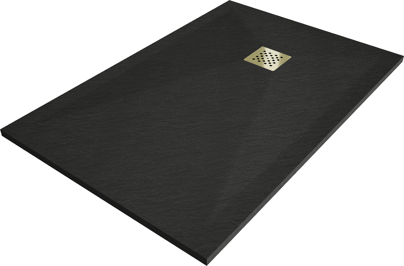 Mexen Stone+ brodzik kompozytowy prostokątny 100 x 70 cm, czarny, maskownica złota - 44707010-G