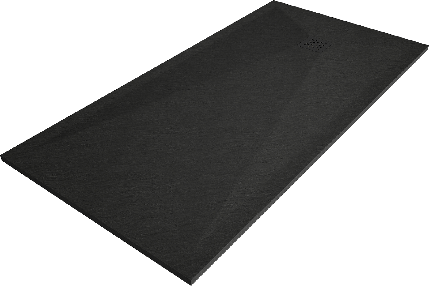 Mexen Stone+ brodzik kompozytowy prostokątny 180 x 90 cm, czarny, maskownica czarna - 44709018-B