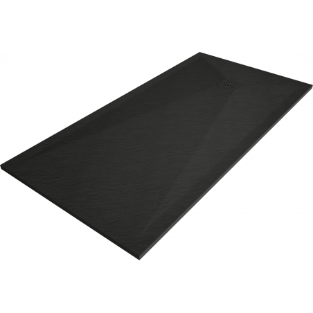 Mexen Stone+ brodzik kompozytowy prostokątny 180 x 70 cm, czarny, maskownica czarna - 44707018-B
