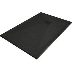Mexen Stone+ brodzik kompozytowy prostokątny 130 x 70 cm, czarny, maskownica czarna - 44707013-B