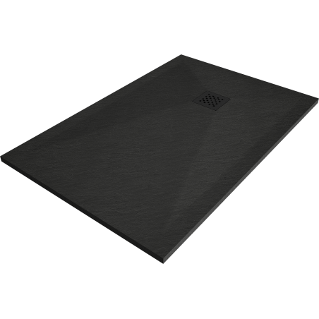 Mexen Stone+ brodzik kompozytowy prostokątny 110 x 90 cm, czarny, maskownica czarna - 44709011-B