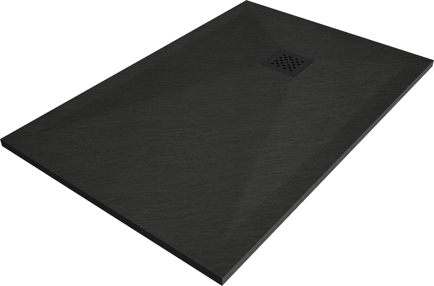 Mexen Stone+ brodzik kompozytowy prostokątny 110 x 90 cm, czarny, maskownica czarna - 44709011-B