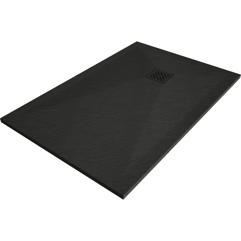 Mexen Stone+ brodzik kompozytowy prostokątny 100 x 90 cm, czarny, maskownica czarna - 44709010-B