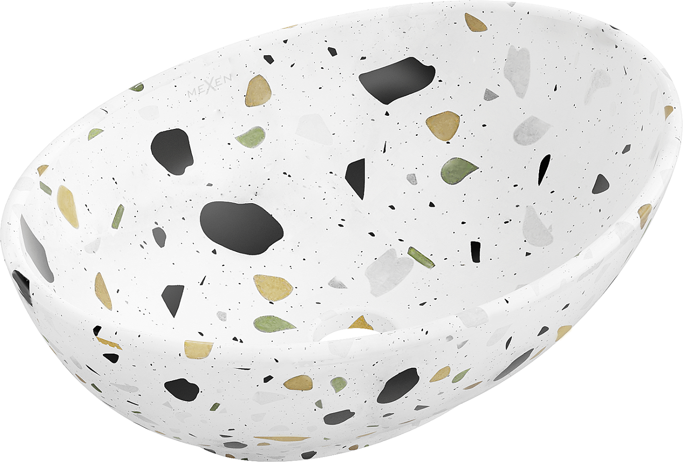 Mexen Elza umywalka nablatowa 40 x 33 cm, biała kamień terrazo - 21014083