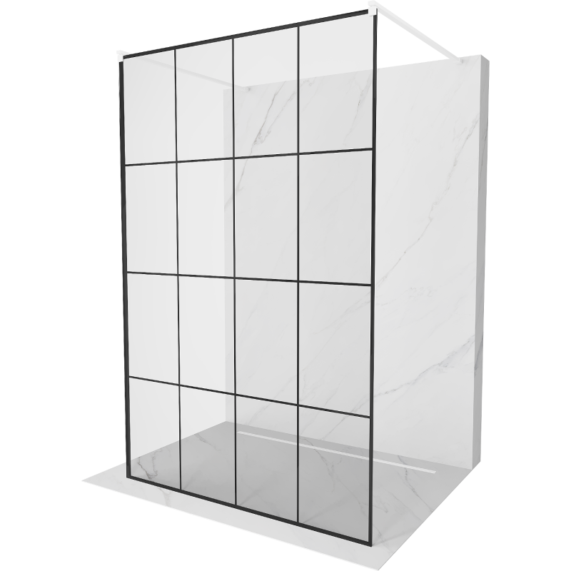 Mexen Kioto ścianka prysznicowa wolnostojąca 150 x 200 cm, czarny wzór 8 mm, biała - 800-150-002-20-77