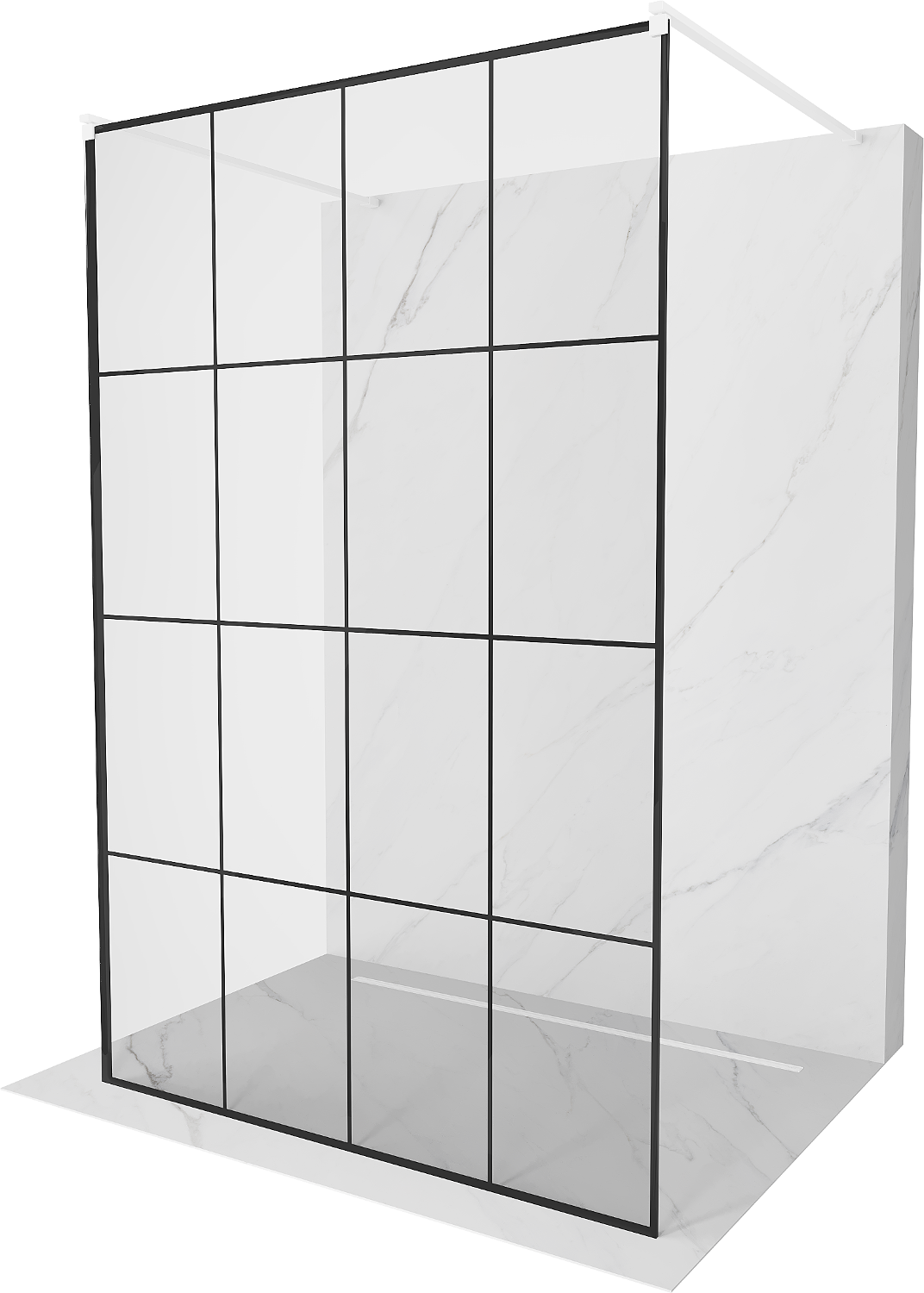 Mexen Kioto ścianka prysznicowa wolnostojąca 150 x 200 cm, czarny wzór 8 mm, biała - 800-150-002-20-77