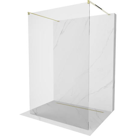 Mexen Kioto ścianka prysznicowa wolnostojąca 125 x 200 cm, transparent 8 mm, złota - 800-125-002-50-00