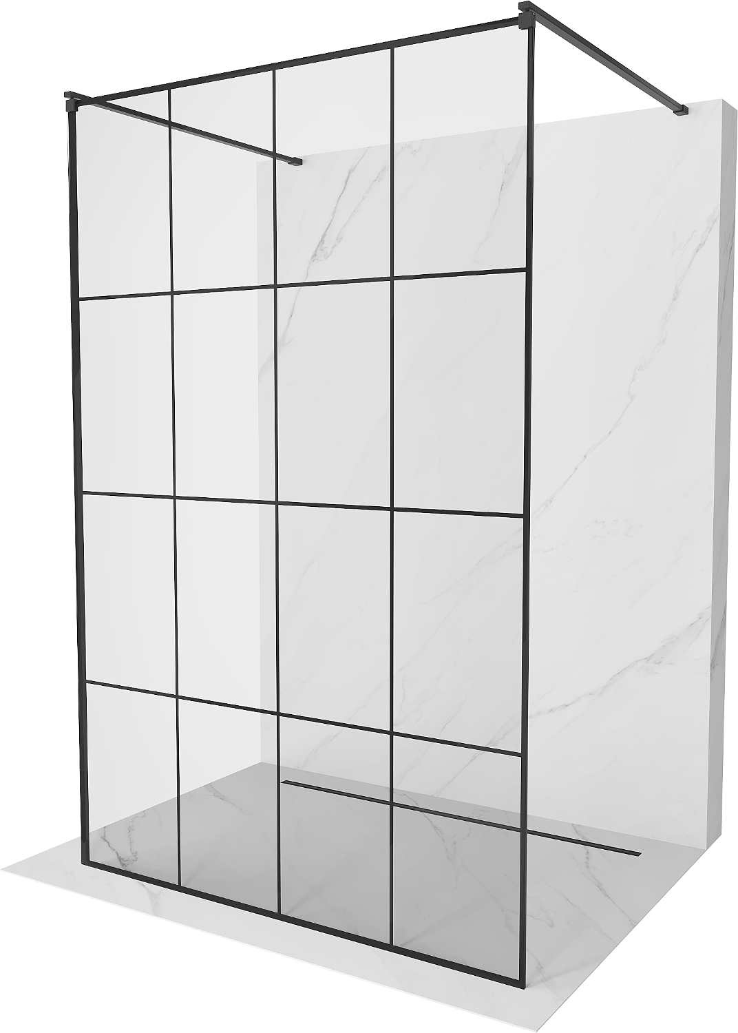 Mexen Kioto ścianka prysznicowa wolnostojąca 160 x 200 cm, czarny wzór 8 mm, czarna - 800-160-002-70-77
