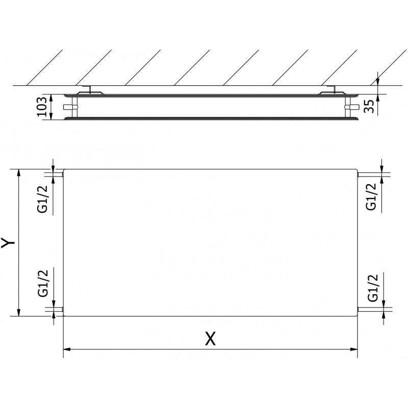 Mexen CHF20 Hygiene Flat grzejnik płytowy 500 x 500 mm, podłączenie boczne, 431 W, antracyt - W420HF-050-050-66