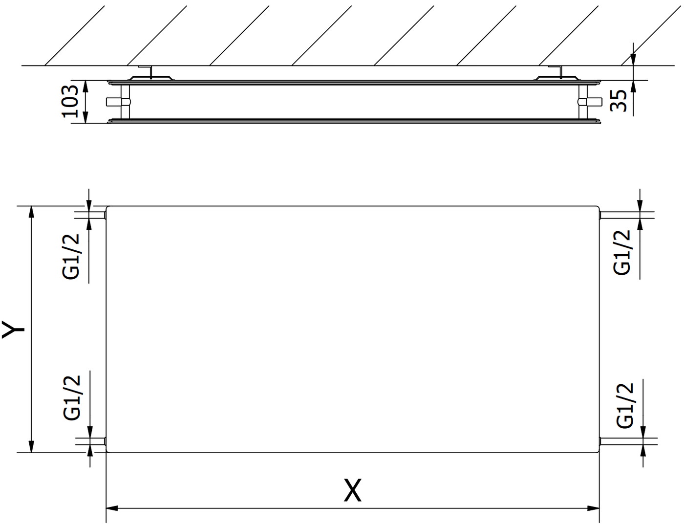 Mexen CHF20 Hygiene Flat grzejnik płytowy 500 x 500 mm, podłączenie boczne, 431 W, antracyt - W420HF-050-050-66