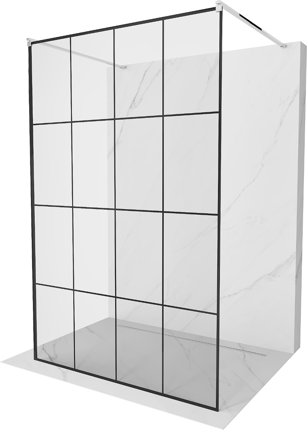 Mexen Kioto ścianka prysznicowa wolnostojąca 130 x 200 cm, czarny wzór 8 mm, chrom - 800-130-002-01-77