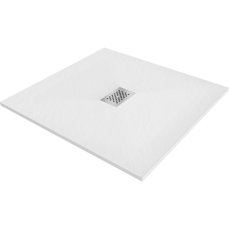 Mexen Hugo brodzik kwadratowy SMC 100 x 100 cm, biały, maskownica inox - 42101010-X