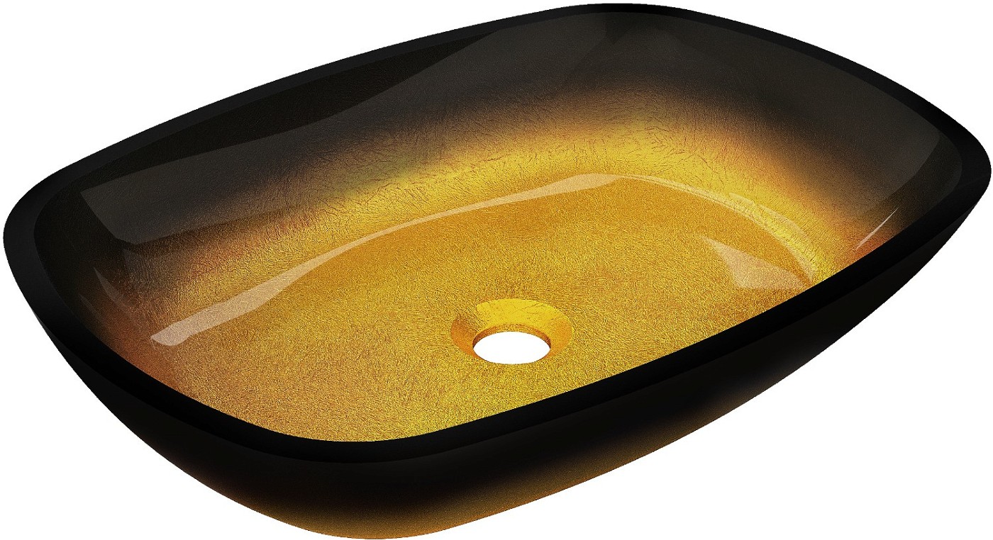 Mexen Araks szklana umywalka nablatowa 54 x 39 cm, złota ciemna - 24155451